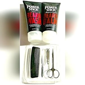 6 PC Mens Grooming Beard Box Gift Set! Comb Scissors Tweezers Clipper Wash Balm